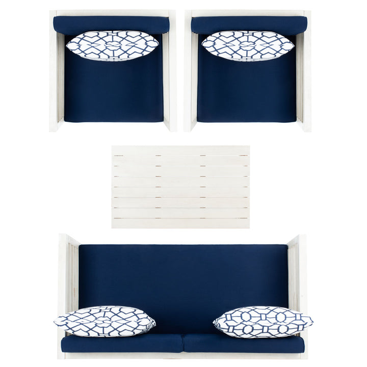Arlethe 4 Piece Sofa Seating Group with Cushions Wade Logan® Frame Color/Cushion Color: White Frame/Navy Cushion