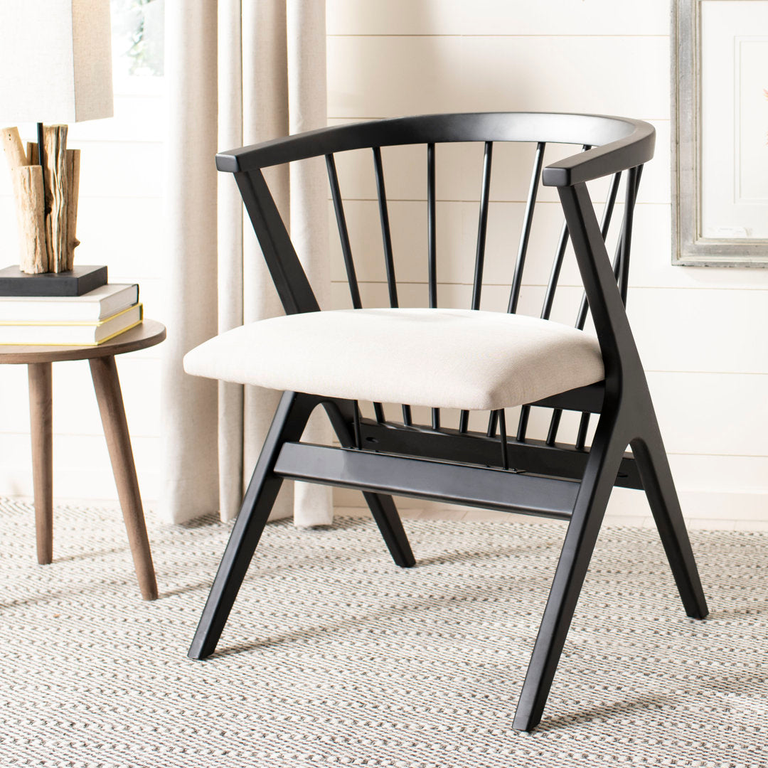 Artemis Slat Back Side Chair in Black (Set of 2) Mistana™ Color: Black, Upholstery Color: Beige
