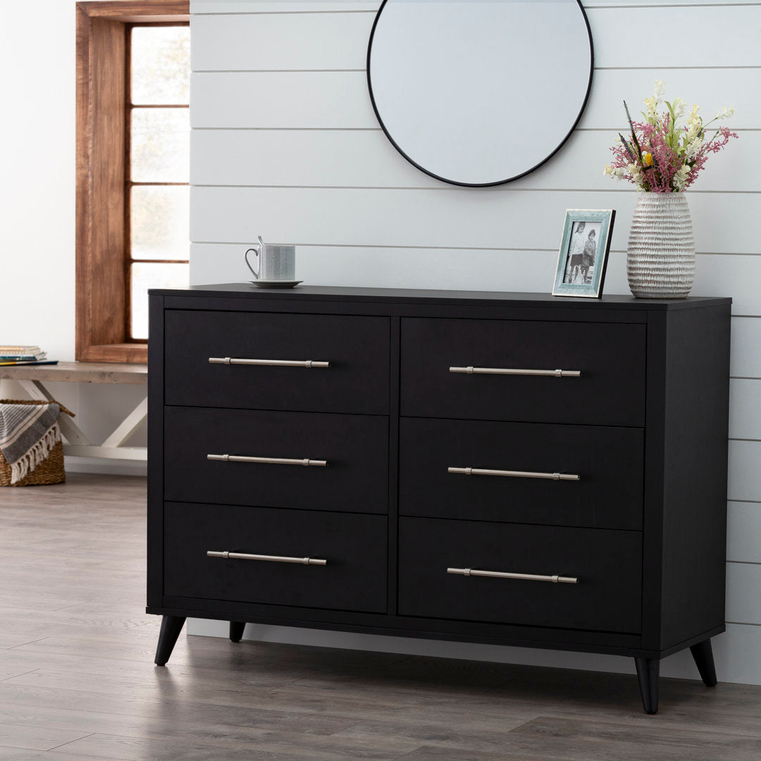 Kai 6 Drawer Double Dresser Mercury Row® Color: Black