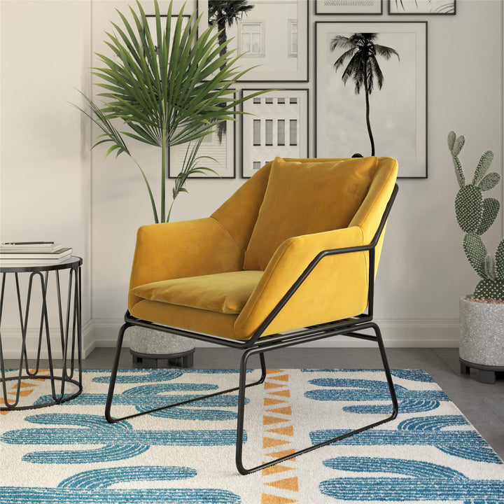 Alivia 67.31Cm Wide Velvet Armchair Novogratz Fabric: Mustard Yellow Velvet