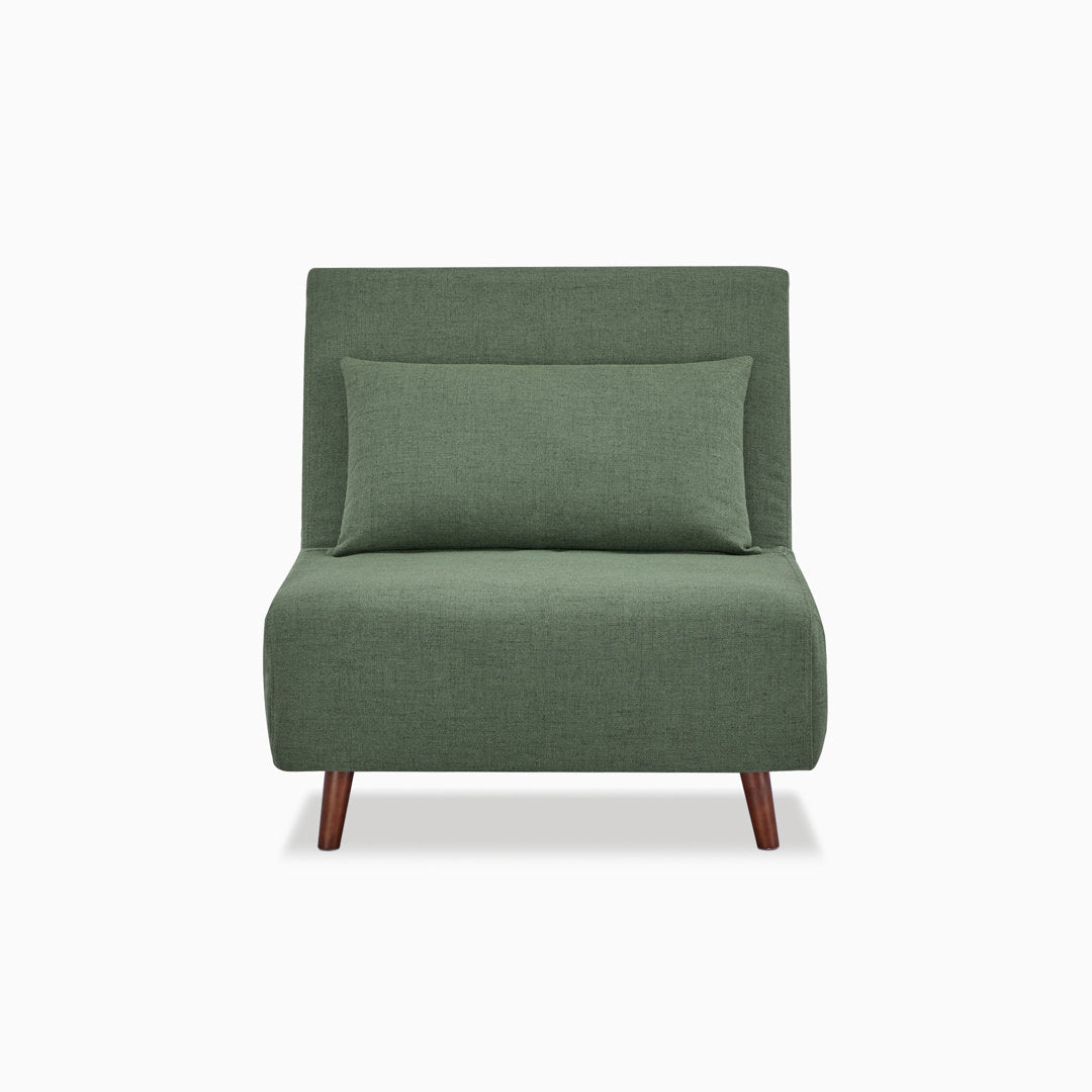 Jacquelyn 30.31" Wide Convertible Chair Mercury Row® Teen Leg Color: Coffee Fabric: Olive Green Polyester Blend