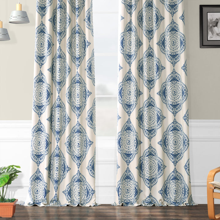 Klyszejko Majestic Medallion Printed Room Darkening Curtains for Living Room, Bedroom Single Panel Bungalow Rose Curtain Color: Blue Size per Panel: 50"W x 120"L
