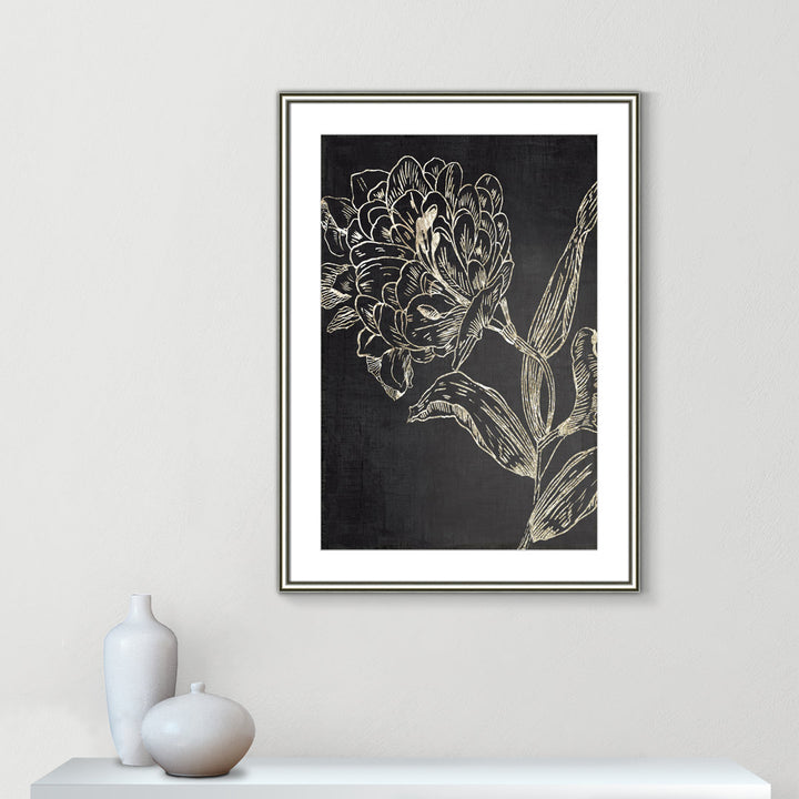 Golden Flower Folklore II by Asia Jensen - Picture Frame Graphic Art Joss & Main Size: 36.75" H x 26.75" W  Format: Silver Framed