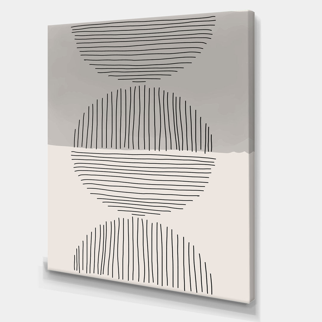 Minimal Geometric Lines and Circle IX - Wrapped Canvas Print East Urban Home Size: 46'' H x 36'' W x 1.5'' D