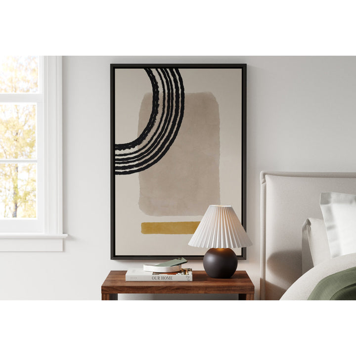 Geo Abstract III Neutral by Becky Thorns - Print on Canvas Mercury Row® Size: 48" H x 32" W   Format: Silver Framed Print, Mat Included: Yes