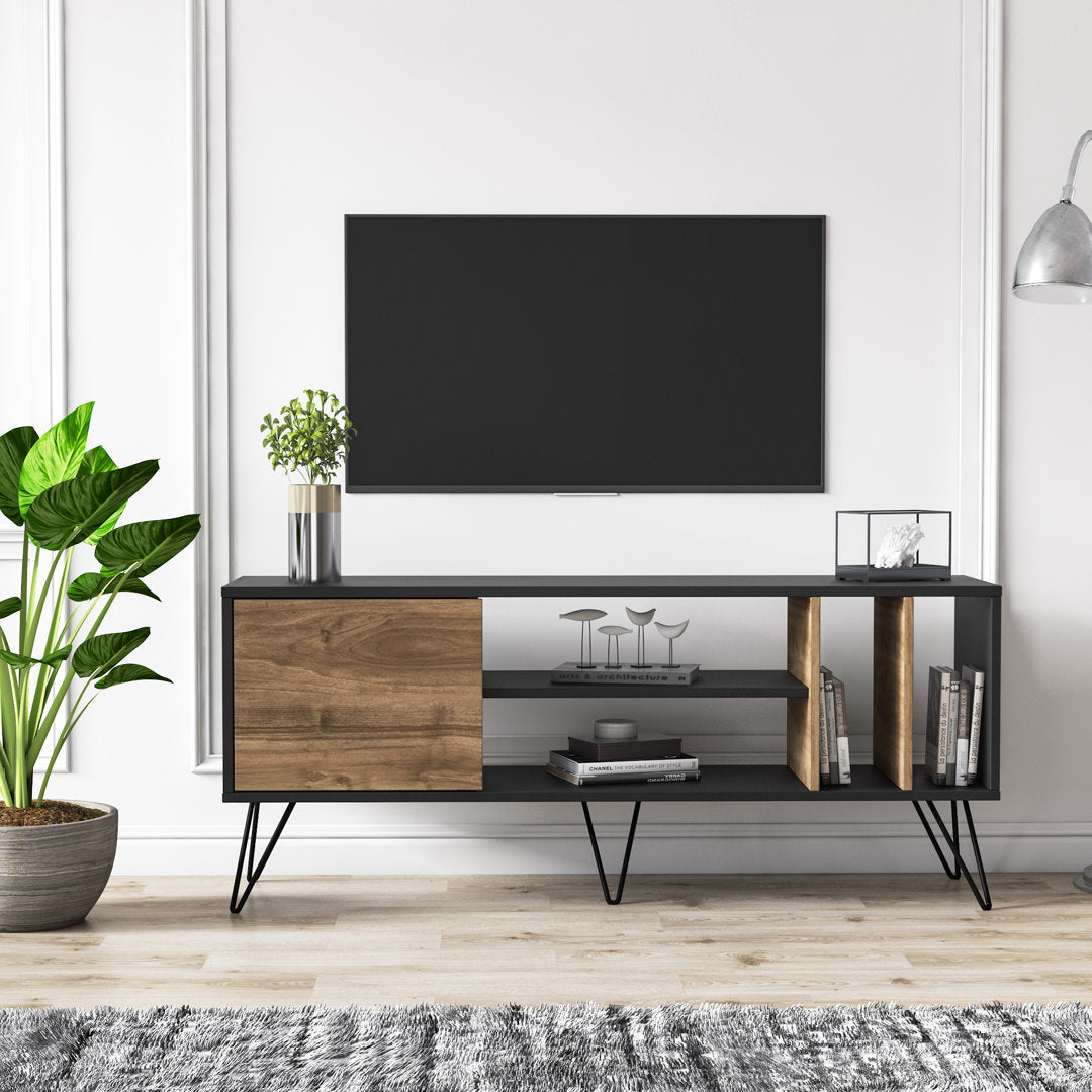 Umaima TV Stand for TVs up to 65" Wrought Studio™ Color: Walnut/Black