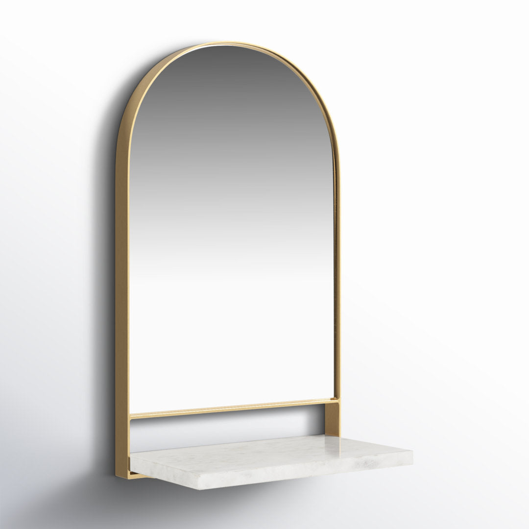 Cielo with Shelves Wall Mirror Joss & Main Size: 20" x 12" Finish: Gold/White