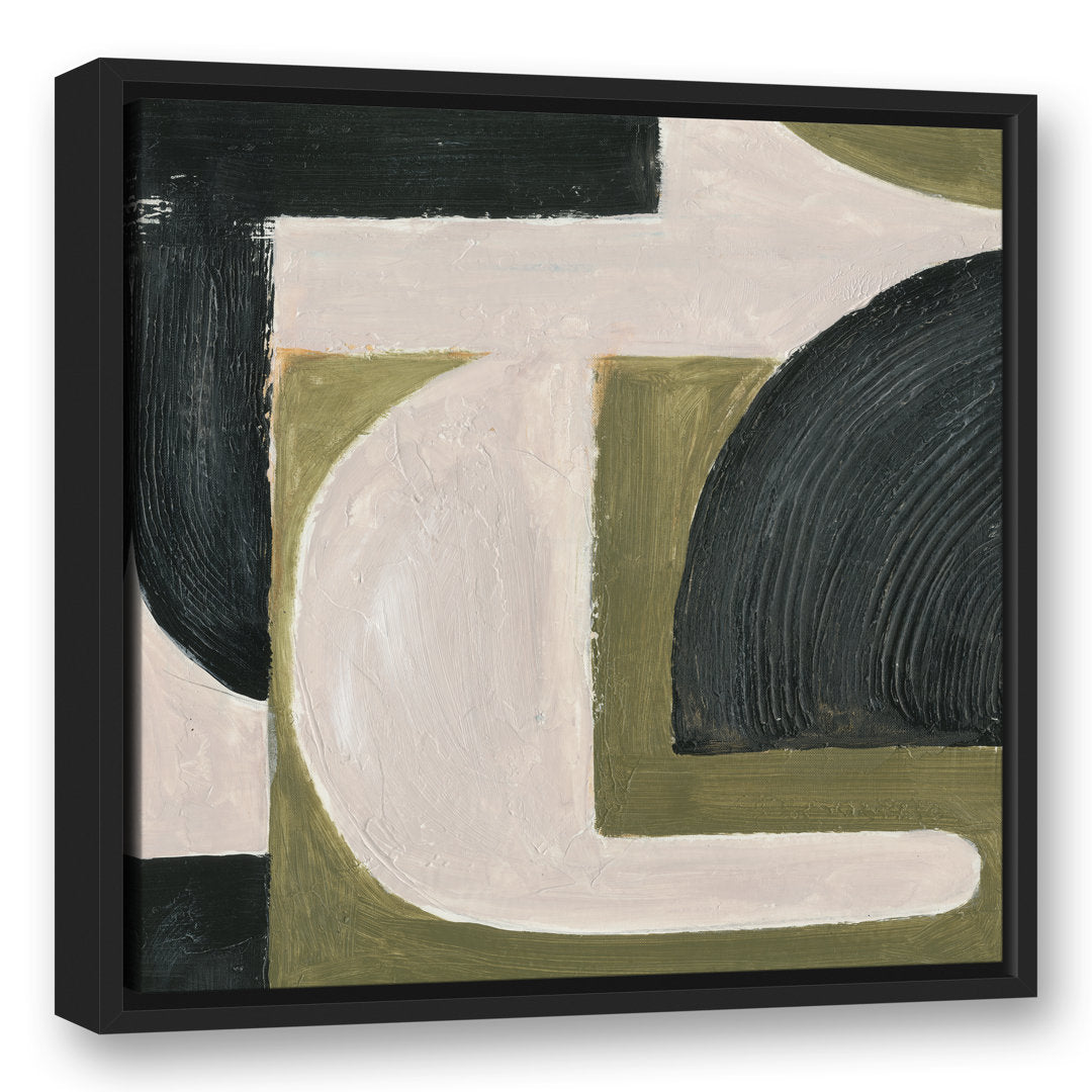Abstract with Green - Painting on Canvas Ivy Bronx Size: 21.75" H x 21.75" W x 1.75" D Format: Black Floater Frame Canvas