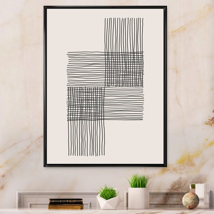 Minimal Geometric Compostions of Elementary Forms XIX - Print on Canvas East Urban Home Size: 46" H x 36" W x 1.5" D Format: Black Framed Canvas