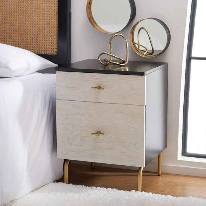 Linaris 2 - Drawer Nightstand Ivy Bronx Color: Black/White Washed