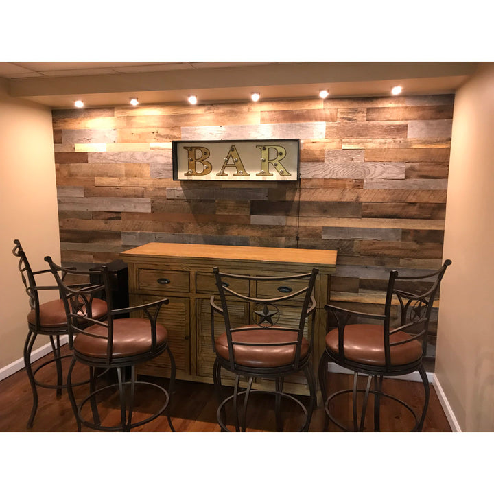 Random Width x Varying Length Barnwood Wall Paneling Vintage Timbers Color: Brown/Gray