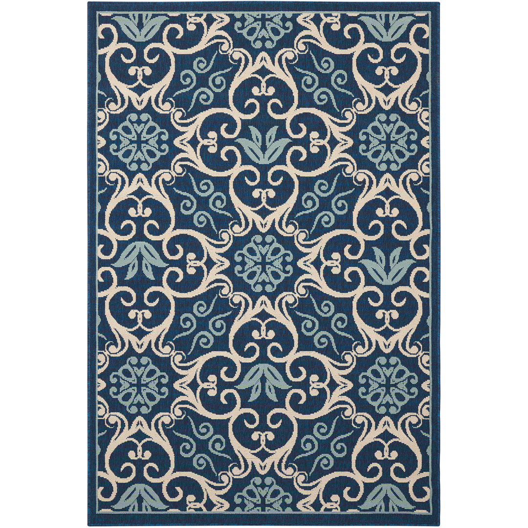 Adelene Floral Navy Blue Indoor / Outdoor Area Rug Birch Lane™ Rug Size: Rectangle 3'11" x 5'11"