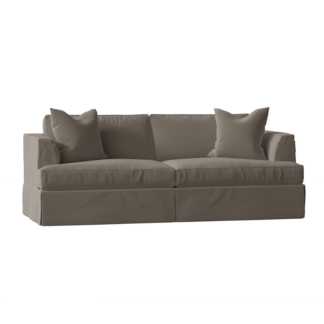Lucia 93" Recessed Arm Slipcovered Sofa Bed Wayfair Custom Upholstery™ Fabric: Classic Smoke Twill