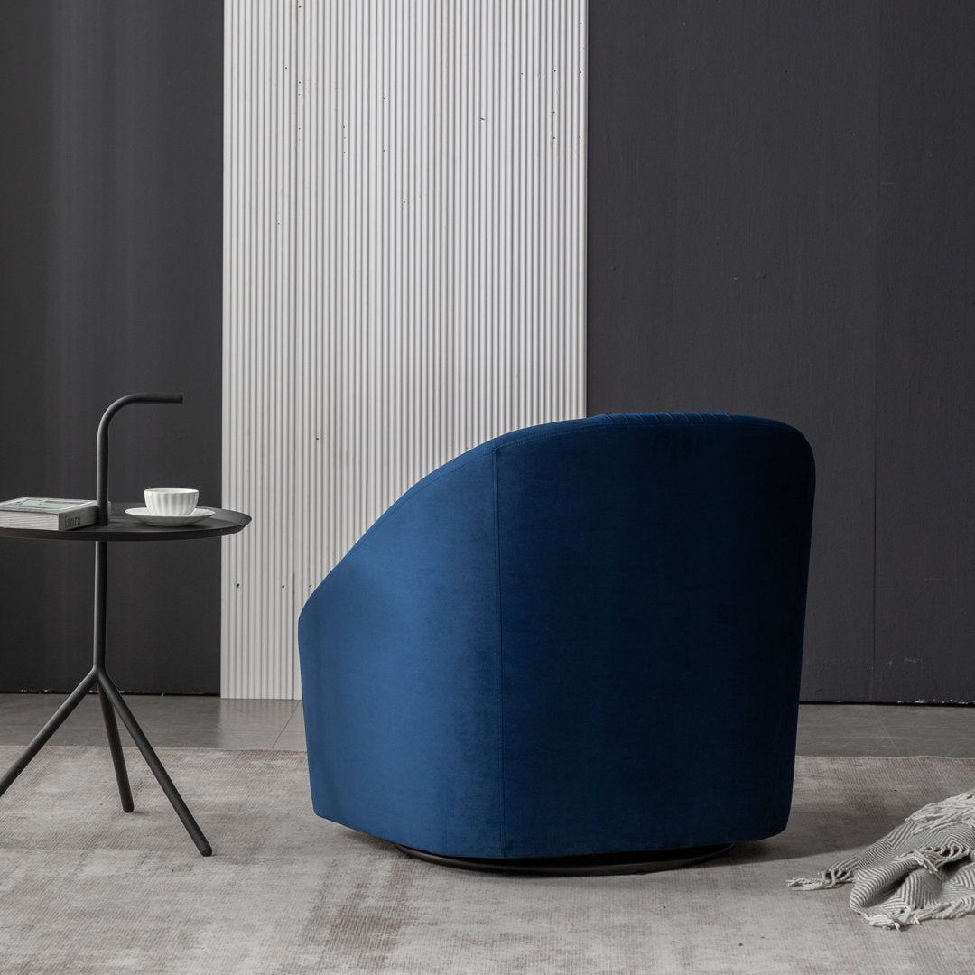 Arrun 28" W Velvet Swivel Barrel Chair (Set of 2) Wade Logan® Fabric: Blue Velvet