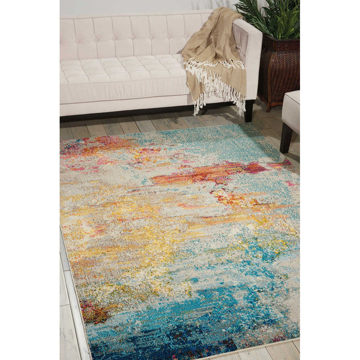 Adrihana Abstract Blue/Yellow Area Rug Williston Forge Rug Size: Rectangle 6'7" x 9'7"
