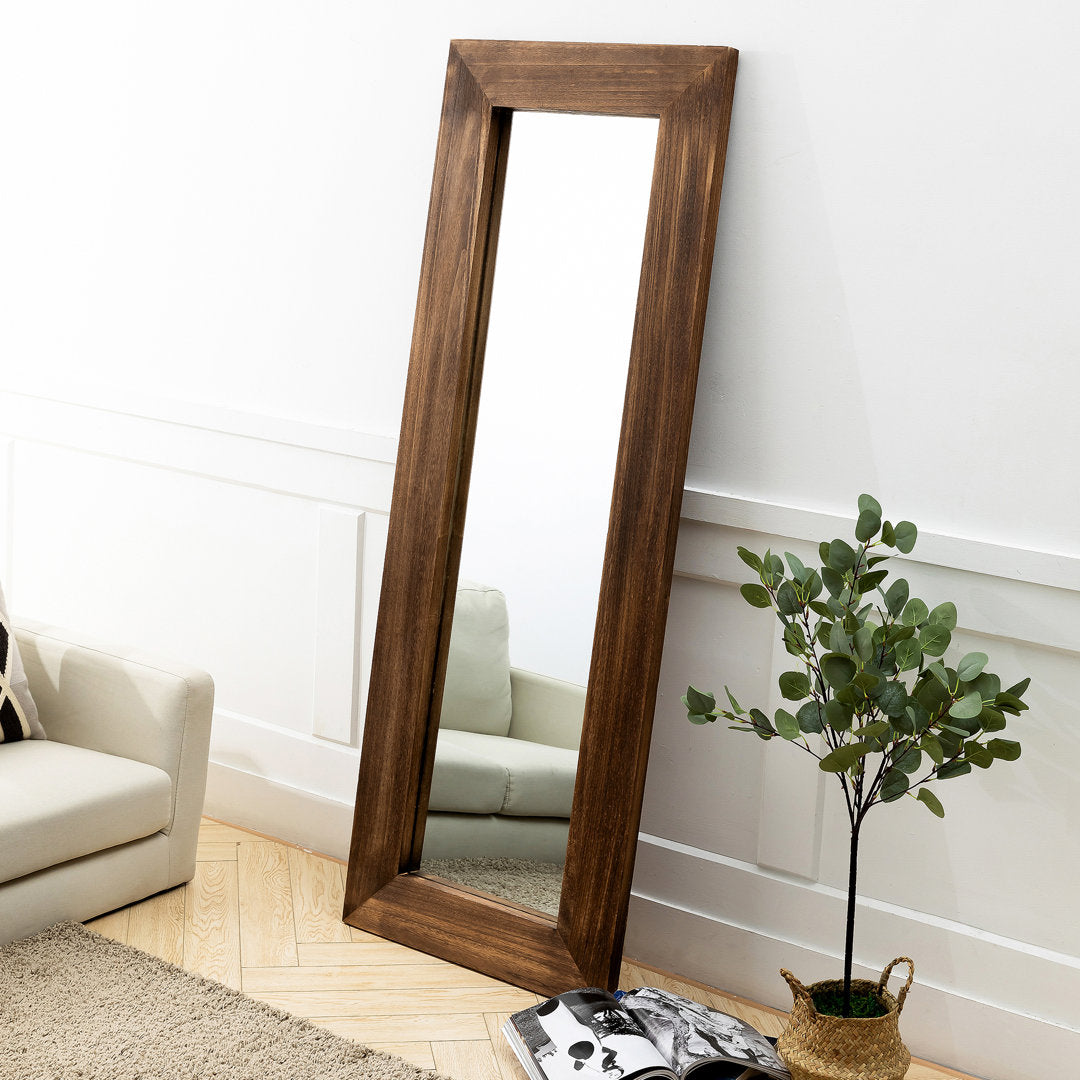 Larimar Wood Framed Leaning Full Length Mirror in Nutural Color Millwood Pines