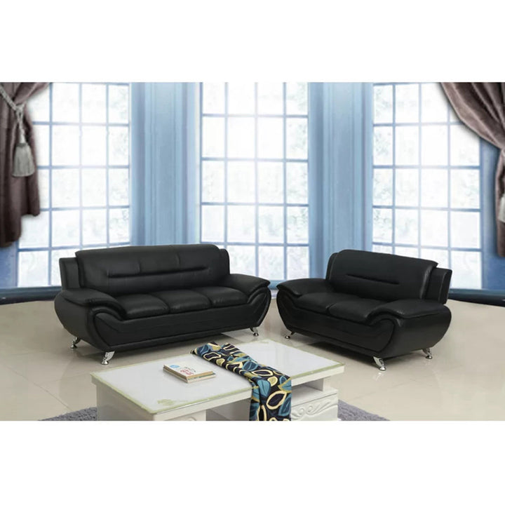 Mulvey 80" Faux Leather Pillow Top Arm Sofa Orren Ellis Upholstery Color: Black