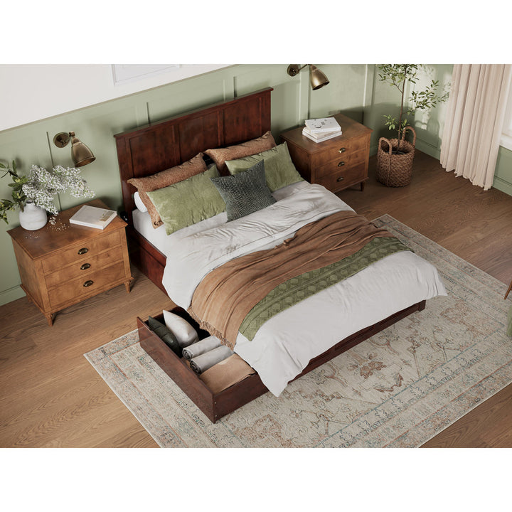 Amear Solid Wood Storage Platform Bed with Under Bed Drawers Lark Manor™ Color: Walnut Size: Queen