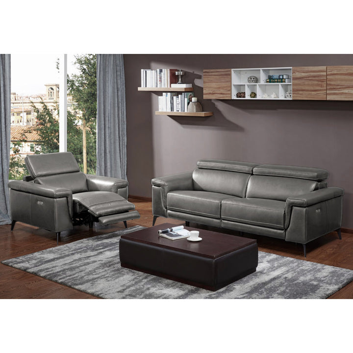 Philippa 44" Wide Genuine Leather Power Zero Clearance Standard Recliner Orren Ellis Fabric: Gray Genuine Leather