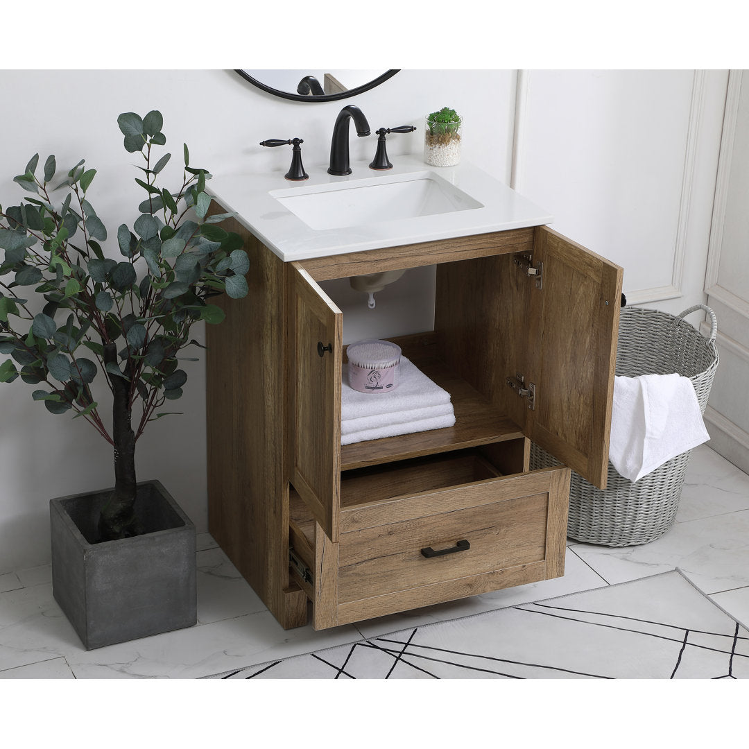 Ahmed 24" D x 19'' D x 34'' H Single Bathroom Vanity Sand & Stable™ Base Finish: Natural Oak