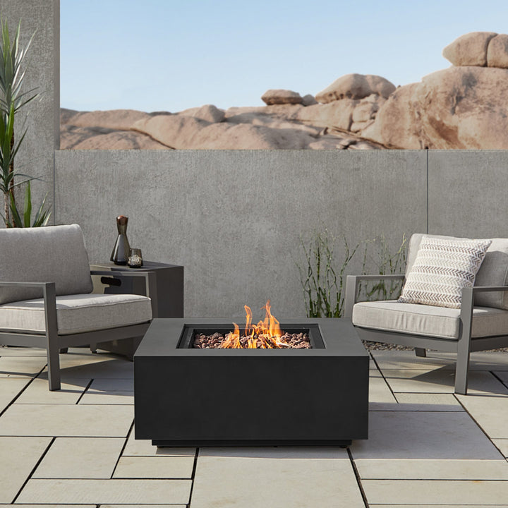 AEGEAN Propane / Natural Gas Outdoor Fire Pit Table Real Flame Size: 16" H x 36" W x 36" D Finish: Black