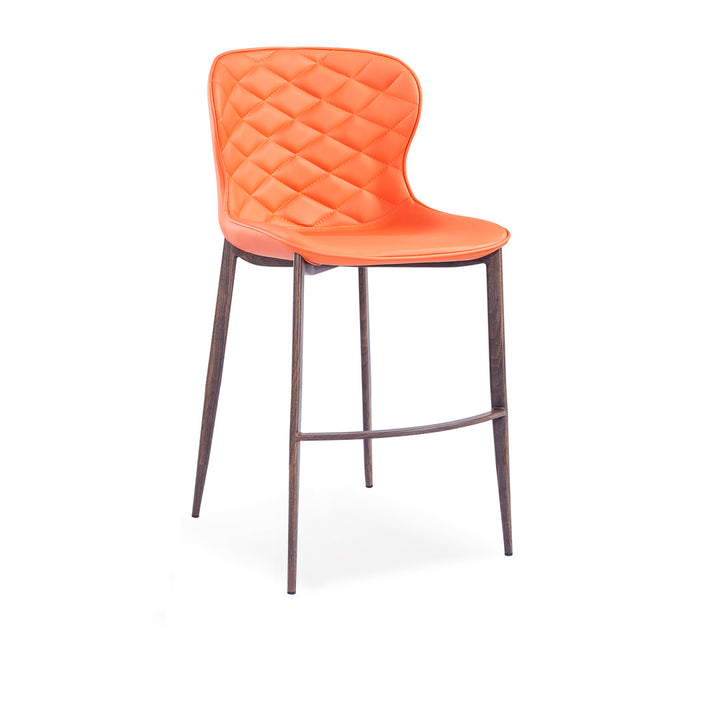 Albert Upholstered Bar & Counter Stool Upper Square™ Base Color: Wood Veneer, Upholstery Color: Orange Seat Height: Counter Stool (24” Seat Height)