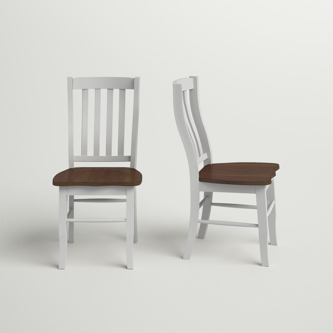 Courtdale Solid Wood Slat Back Side Chair (Set of 2) Three Posts™ Color: Almond / White