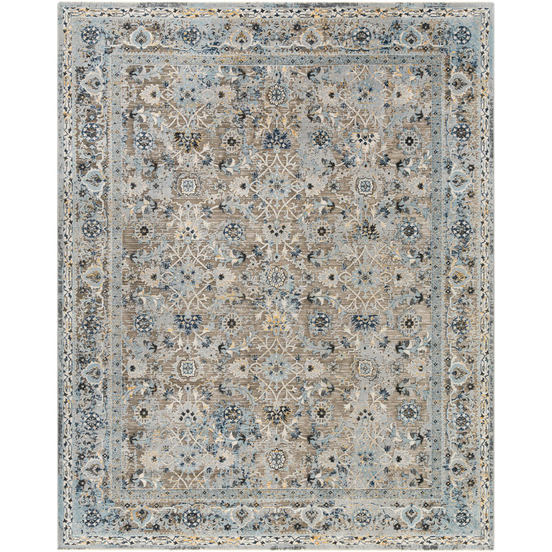 Amarr Oriental Machine Woven Area Rug in Black/Dark Blue/Taupe Lark Manor™ Rug Size: Rectangle 12' x 15'