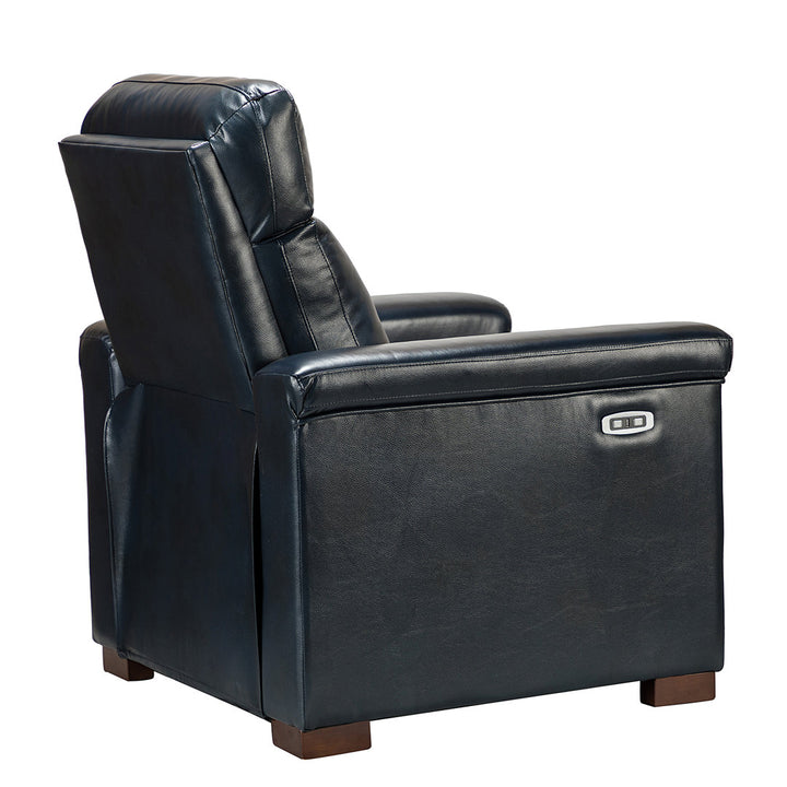 Aziah 34.65" Wide Genuine Leather Power Recliner With USB Port Wade Logan® Body Fabric: Navy Genuine Leather