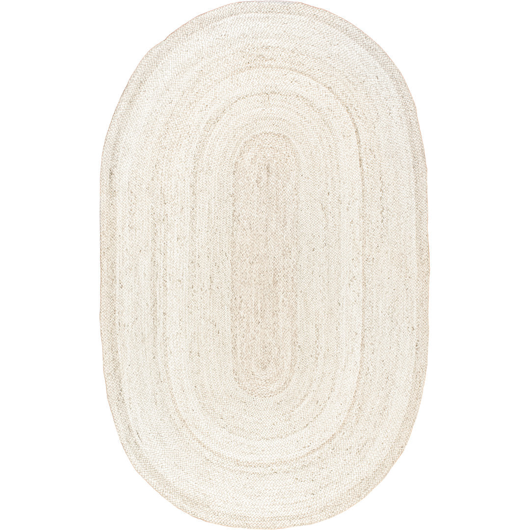 Cruise Handmade Braided Jute Area Rug in Off White Highland Dunes Rug Size: Oval 3' x 5'