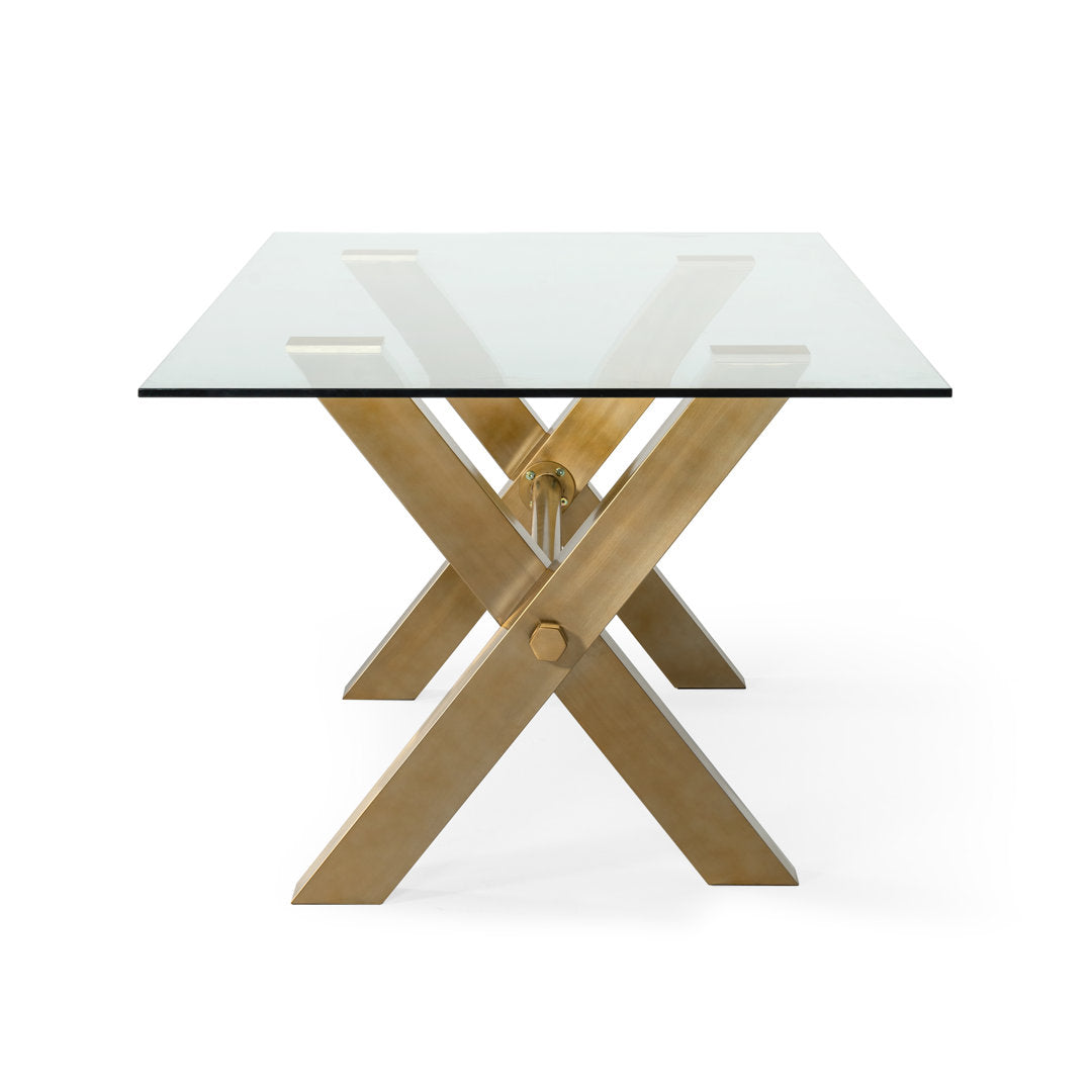 Johnesia 86.5" Trestle Dining Table Everly Quinn