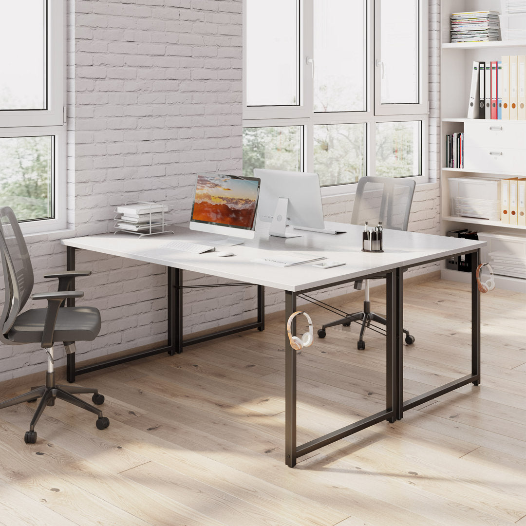 Desk 17 Stories Color (Top/Frame): White/Black Size: 29.13" H x 55.12" W x 19.68" D