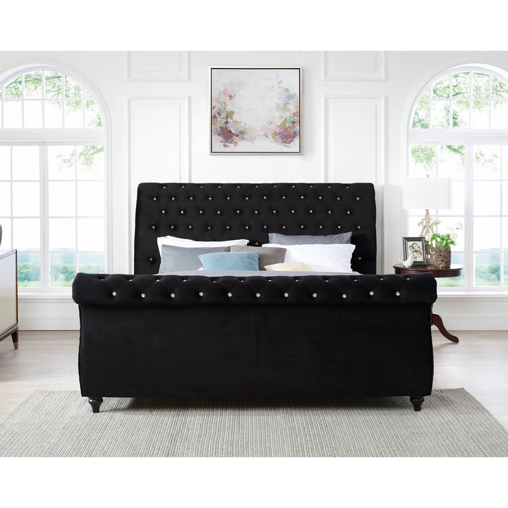Matos Tufted Upholstered Sleigh Bed Rosdorf Park Color: Black Size: King