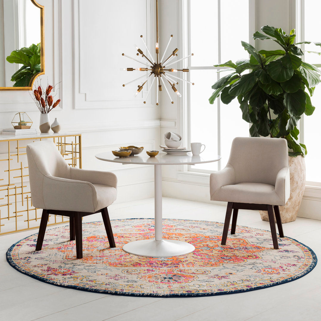 Hillsby Oriental Blue/Orange Area Rug Mistana™ Rug Size: Round 10'