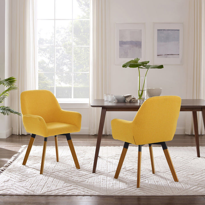Rayshawn 22.83" W Linen Swivel dining chairs (Set of 2) Wade Logan® Upholstery Color: Yellow Linen