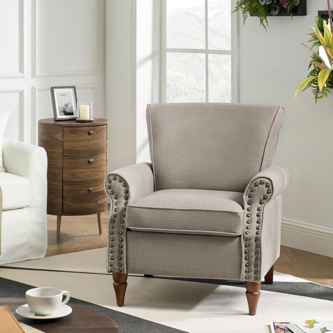 Asul Upholstered Armchair with Solid Wood Legs Wade Logan® Fabric: Gray Polyester