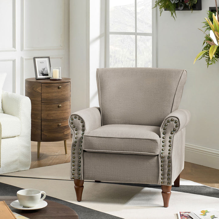 Asul Upholstered Armchair with Solid Wood Legs Wade Logan® Fabric: Gray Polyester