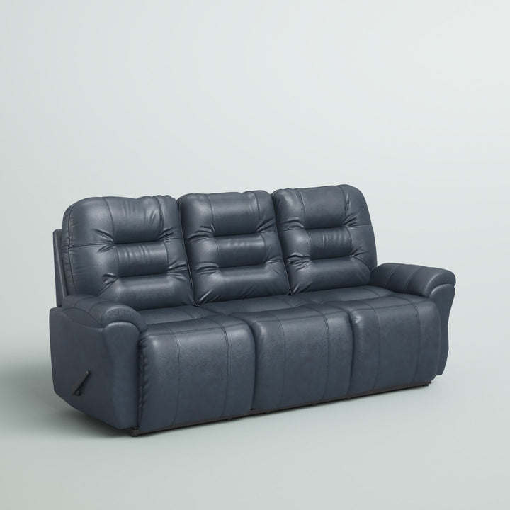 Braydin 85.5" Genuine Leather Pillow Top Arm Reclining Sofa Hokku Designs