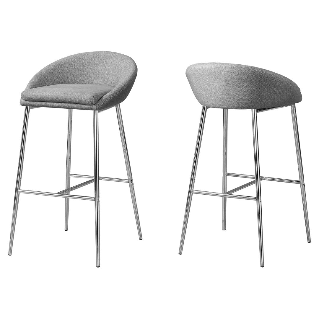 Glaser Bar Stool, Counter Height, Kitchen, Chrome, Contemporary (Set of 2) Wade Logan® Seat Height: Extra Tall (35.75" Seat Height ), Upholstery: Gray