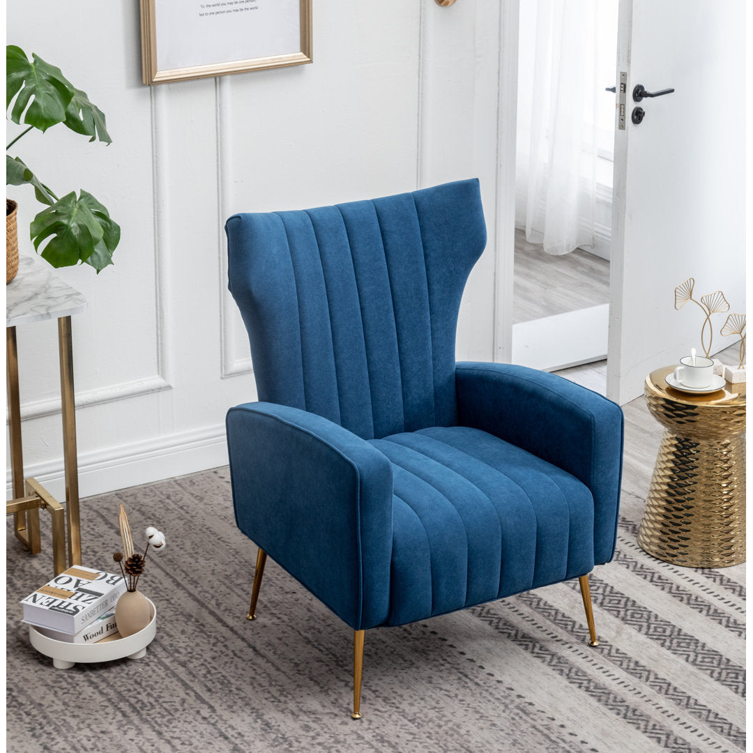 Floreal 27.5" Wide Velvet Wingback Chair Etta Avenue™ Fabric: Blue