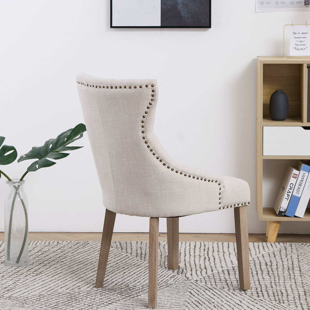 Mickie Upholstered Parsons Chair in Ivory (Set of 2) Ophelia & Co.