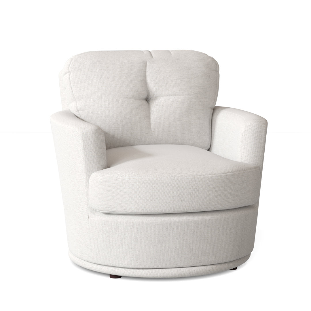 Towry 36" Wide Tufted Swivel Armchair Wade Logan® Fabric: Snow Ivory Performance