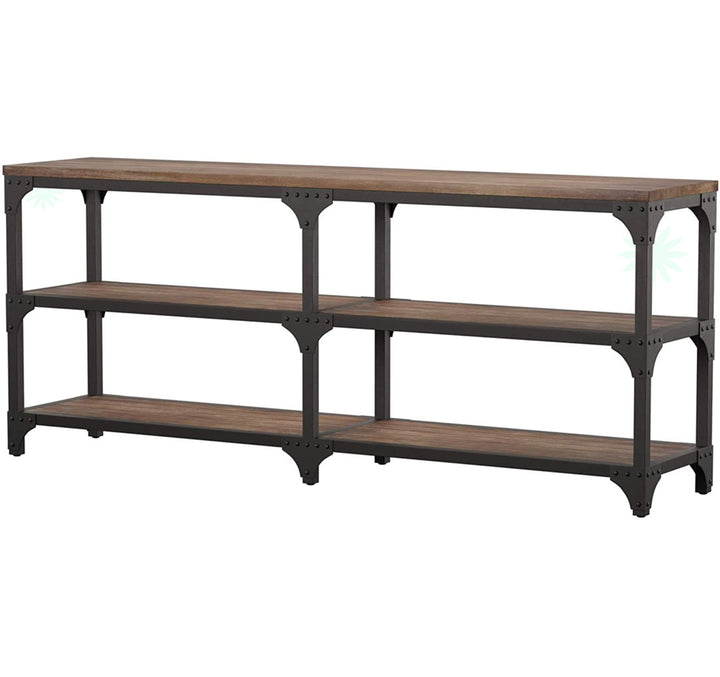 Neligh Industrial 72"L Rectangular Console Table in Weathered Oak & Antique Silver Greyleigh™
