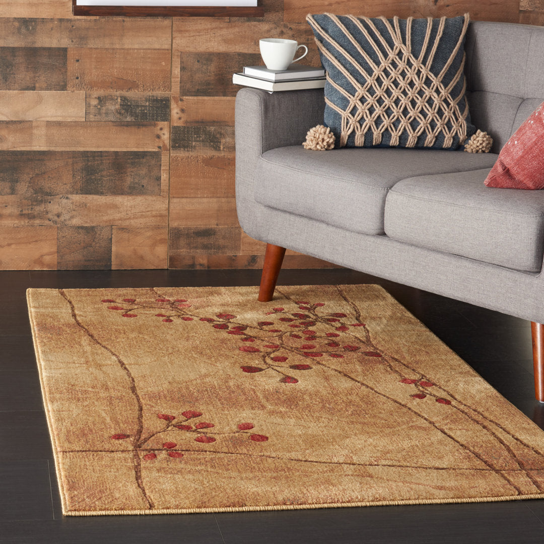 Arnim Floral Taupe/Beige/Red Area Rug Lark Manor™ Rug Size: Rectangle 5'3" x 7'5"