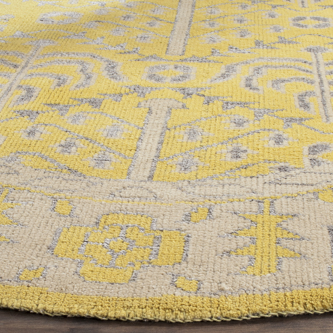 Brownsburg Stone Wash Hand Knotted 55% Wool, 10% Viscose, 35% Cotton Oriental Rug Bungalow Rose Rug Size: Round 6'