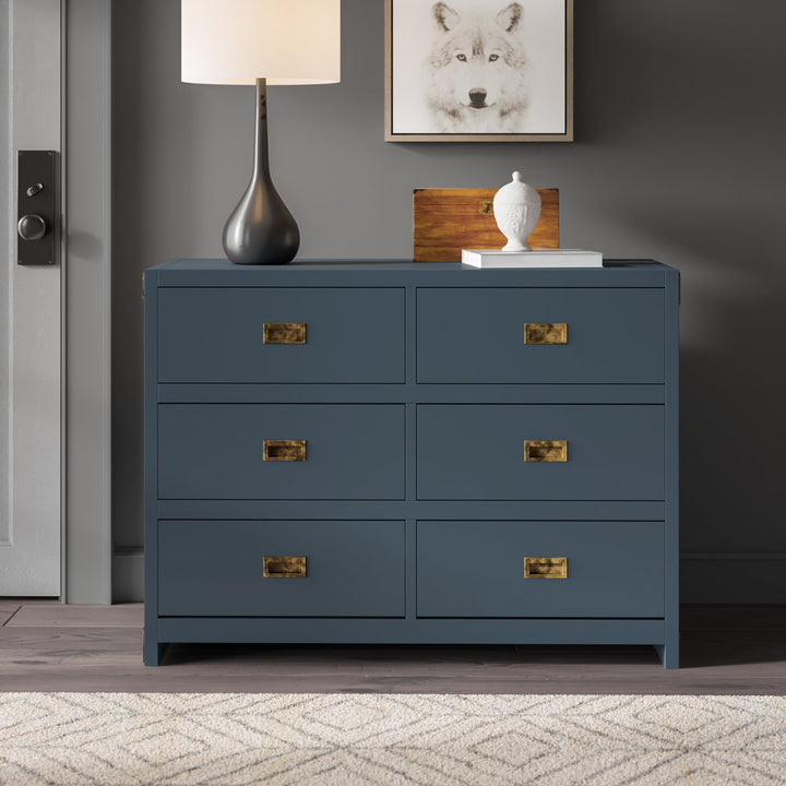 Hubble 6 Drawer Double Dresser Viv + Rae™ Color: Graphite Blue