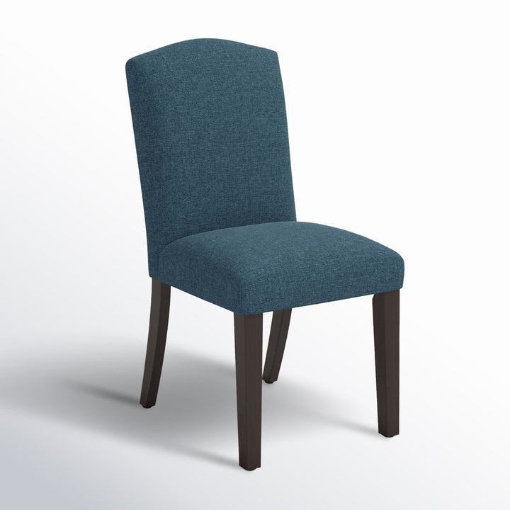 Estrela Upholstered Dining Chair Birch Lane™ Leg Color: Espresso, Upholstery Color: Zuma White Textured Linen