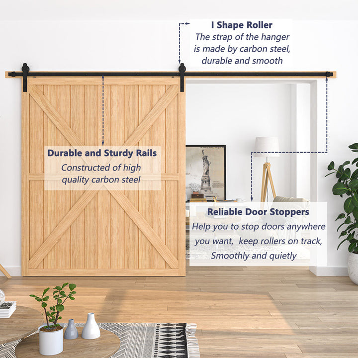 I Shape Heavy Duty Standard Single Track Barn Door Hardware Kit 156 in. Track Length HomLux