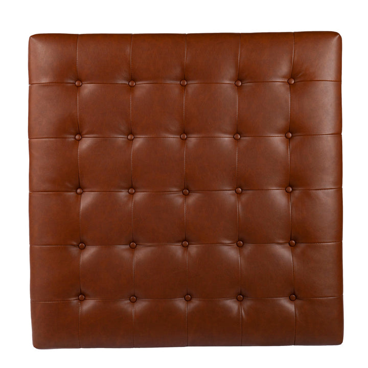Bhorelal 34.75" Wide Faux Leather Tufted Square Cocktail Ottoman Wade Logan® Fabric: Brown