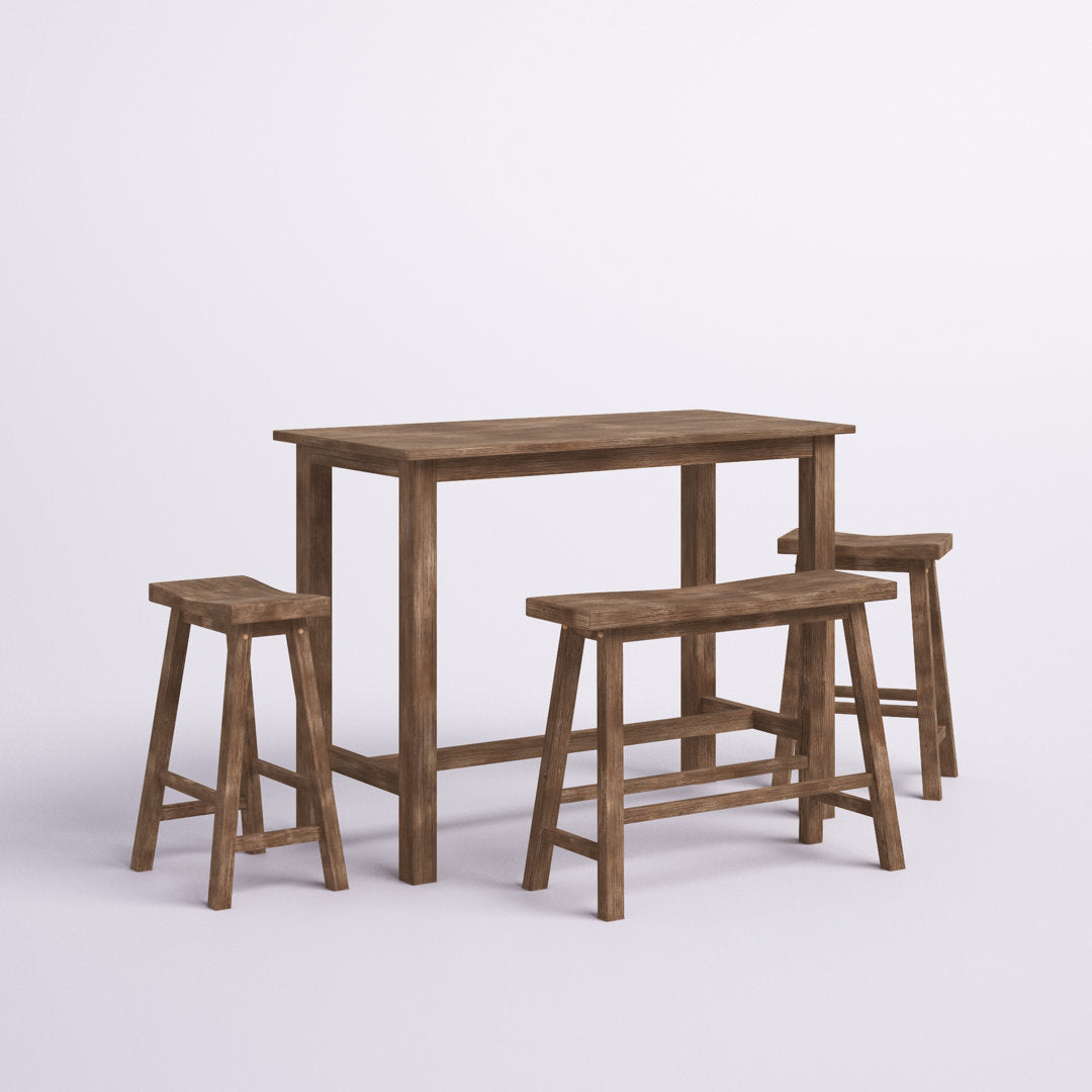 Colynn 4 - Person Counter Height Rubberwood Solid Wood Dining Set Dakota Fields Color: Driftwood Wire-Brush